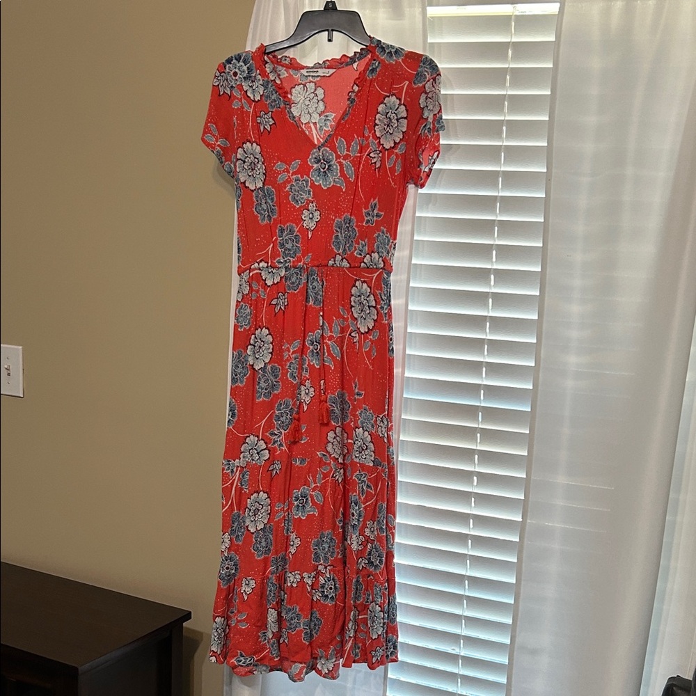 Sonoma Red Floral Midi Dress